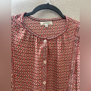 Max Studio Red and White Floral Blouse